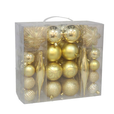 Gerimport Kerstballen en ornamenten -56x - goud kunststof product