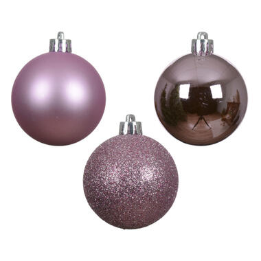 Decoris Mini kerstballen - 14x- lila paars - D3 cm - kunststof product