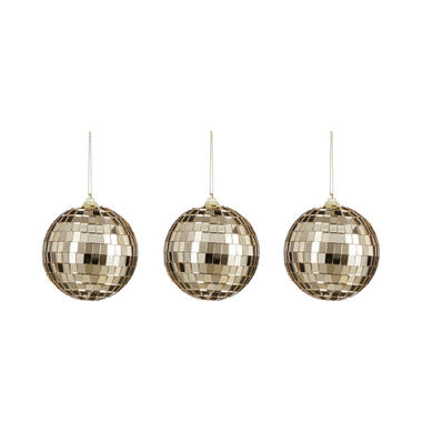 House of Seasons kerstballen - disco - 3x st - champagne - 8 cm product