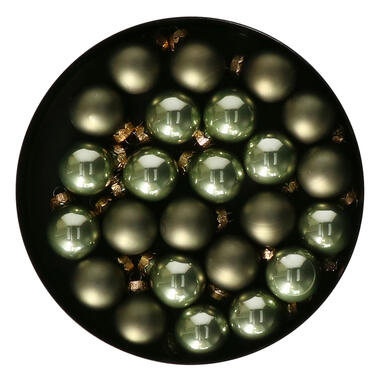 Othmar Decorations Kerstballen - glas - 24x - donkergroen - 2,5cm product