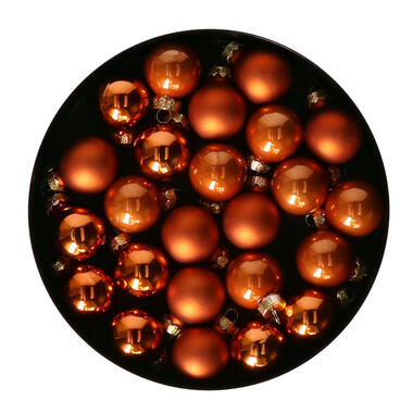 Othmar Decorations Kerstballen - glas - 24x -mandarijn - 2,5cm product