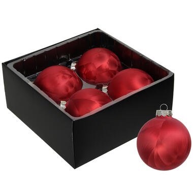 Othmar Decorations Luxe kerstballen - 4x -8 cm - rood -glas product