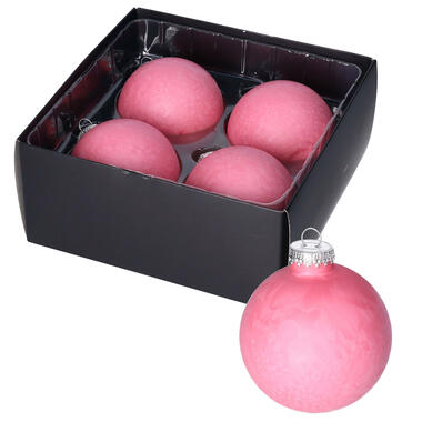 Othmar Decorations Luxe kerstballen - 4x -8 cm - roze -glas product