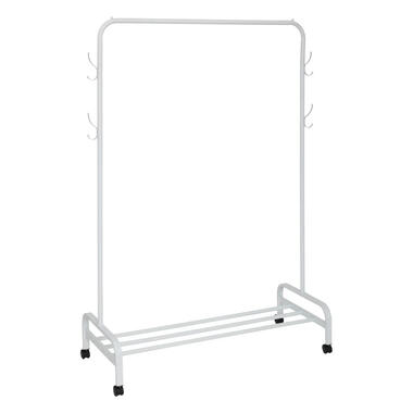 5Five Mobiel kledingrek - metaal - wit - wieltjes - 118x45x160 cm product