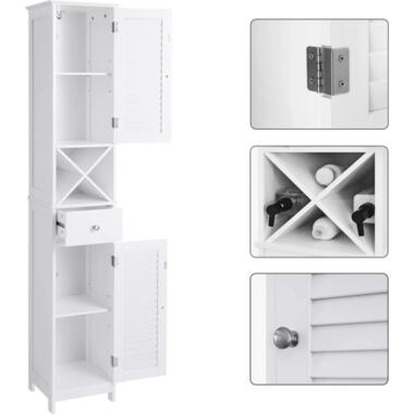 Payra home badkamermeubel, hoge kast met 2 deuren en lade wit product