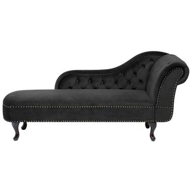 NIMES - Chaise longue - Zwart - Rechterzijde - Fluweel product