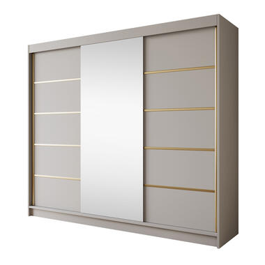 Meubella Kledingkast Eagle - Beige - 250 cm - Met spiegel product