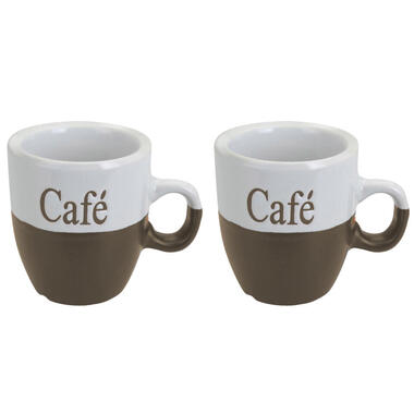 Excellent Houseware Koffiemok set 2x stuks - lichtbruin - keramiek - 150 ml product