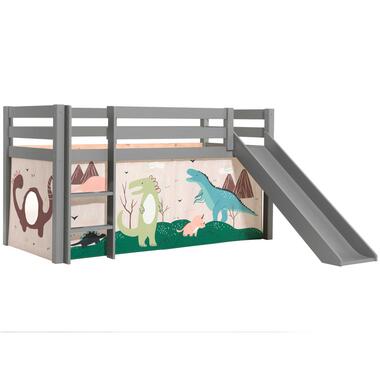 Vipack Halfhoogslaper met glijbaan Astrid met bedtent Dino - grijs product