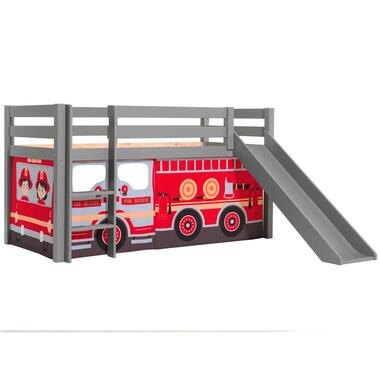 Vipack Halfhoogslaper met glijbaan Astrid met bedtent Fire Truck - grijs product