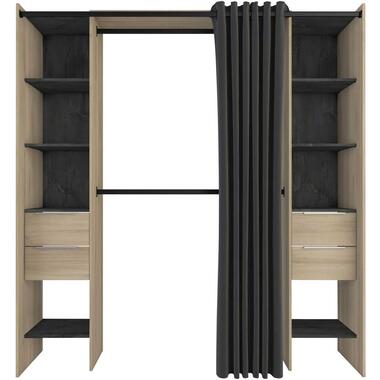 Verlengbare kleerkast Diana 115/190 cm-Kronberg eik/Sidewalk zwart