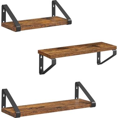 O'DADDY® Zwevende Wandplanken - Vintage Ontwerp - Set van 3 - Bruin/Zwart product