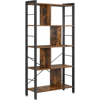 O'DADDY® Industrieel Boekenkast - 74x30x150cm - Vintage Bruin/Zwart Metaal product