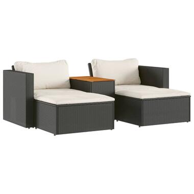 vidaXL 5-delige Loungeset met kussens poly rattan acacia zwart product