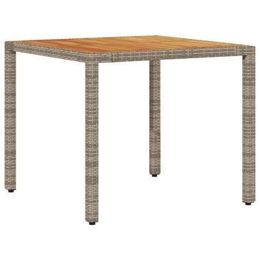 vidaXL Tuintafel met acaciahouten blad 90x90x75 cm poly rattan grijs product