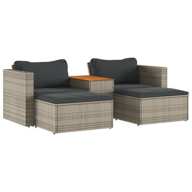 vidaXL 5-delige Loungeset met kussens poly rattan acacia grijs product