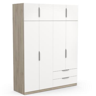 CBA Kledingkast Spectre 157cm 8 deuren & 2 lades - mat wit/eikdecor product