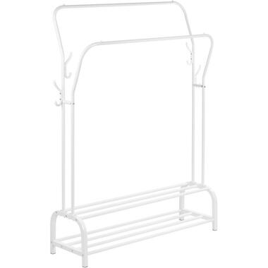 O'DADDY® Kledingrek met Dubbel Schoenenrek - Wit - 110x33x(137-157) cm product