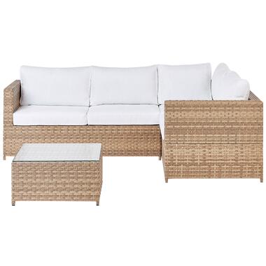 AVOLA - Loungeset voor 4 - Wit - PE rotan product