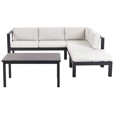 MESSINA - Loungeset voor 5 - Zwart/Wit - Aluminium product