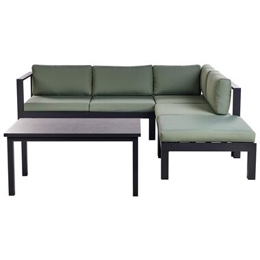 MESSINA - Loungeset voor 5 - Zwart/Groen - Aluminium product