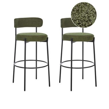 ALLISON - Barkruk set van 2 - Donkergroen - Bouclé product