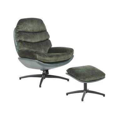 EIDE - Fauteuil met hocker - Groen - Fluweel product