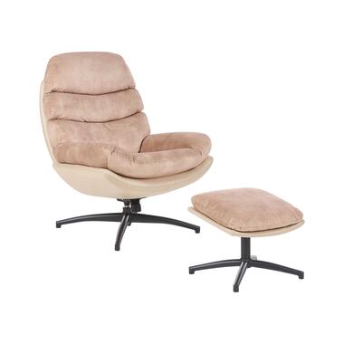 EIDE - Fauteuil met hocker - Beige - Fluweel product