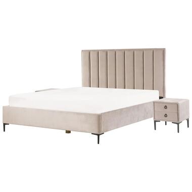 SEZANNE - Slaapkamerset - Taupe - 180 x 200 cm - Fluweel product
