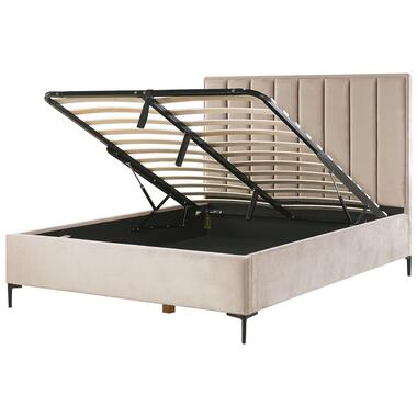 SEZANNE - Bed met opbergruimte - Taupe - 160 x 200 cm - Fluweel product