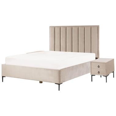SEZANNE - Slaapkamerset - Taupe - 160 x 200 cm - Fluweel product