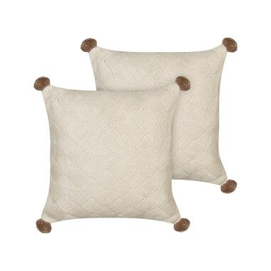 OBERONIA - Sierkussen set van 2 - Beige - 45 x 45 cm - Katoen product