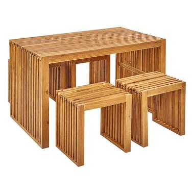 BELLANO - Tuinset met krukjes - Lichthout - Acaciahout product