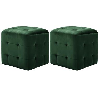 vidaXL Poef 2 st 30x30x30 cm fluweel groen product