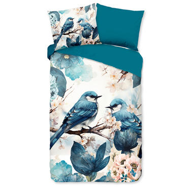 Pure Dekbedovertrek "blauwe vogels" - Blauw - (140x200/220 cm) - Microfiber product