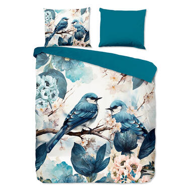 Pure Dekbedovertrek "blauwe vogels" - Blauw - (200x200/220 cm) - Microfiber product