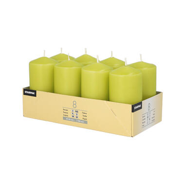 Conpax candles Stompkaarsen - 8x - lime groen - D5 x H10 cm product