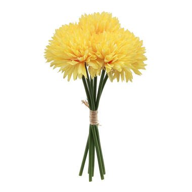 Chaks Kunstbloemen boeket dahlia - geel - 26 cm - bloemstuk product