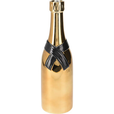 HS Collection Bloemenvaas Champagne fles - zwart/goud - 11 x 39 cm product