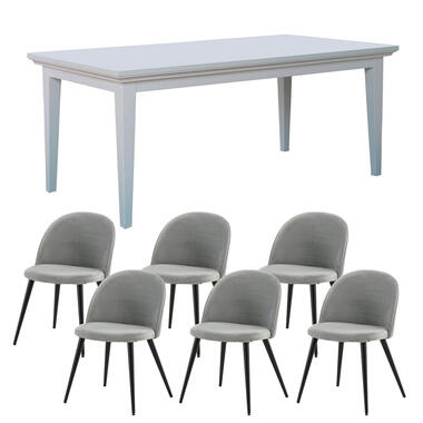 Hioshop Venedig eethoek eettafel wit 95x180/276 met 2 stuks extra plaat 6 product