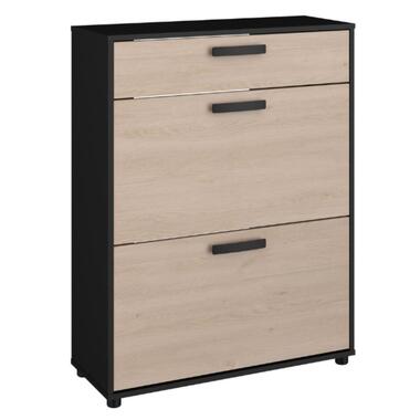 Schoenenkast Celestia met twee deuren en opberglade - eikdecor/zwart product