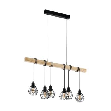 EGLO Townshend 5 Hanglamp - E27 - 100 cm - Zwart/Bruin product