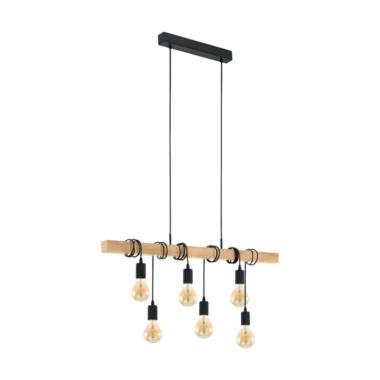 EGLO Townshend Hanglamp - E27 - 100 cm - Zwart/Bruin product