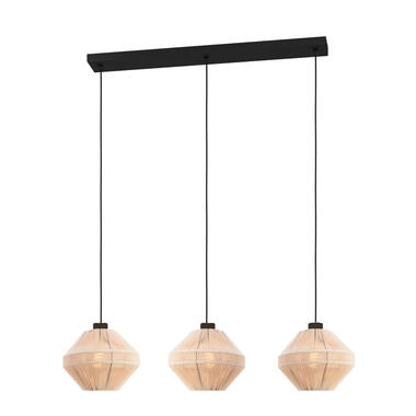 EGLO Midsumer Hanglamp - 3 x E27 - 92 cm - Zwart/Crème - Textiel product