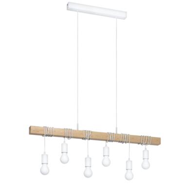 EGLO Townshend Hanglamp - E27 - 100 cm - Wit/Bruin product