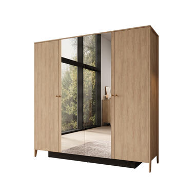 Meubella Kledingkast Cody - Eiken - 220 cm - Met spiegel product