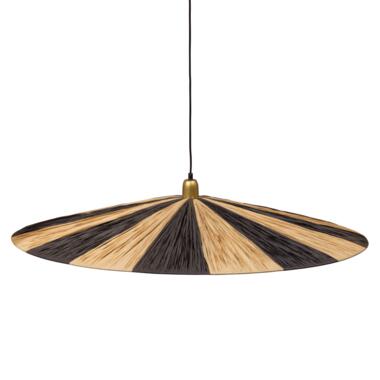 WOOOD Loic Hanglamp - Streep - Zwart/Naturel - 10x95x95 product