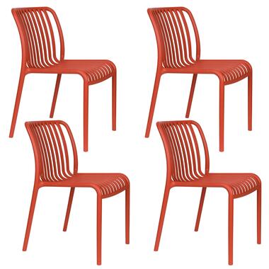 Housecraft Living Mante Tuinstoelen Kunststof Terra/ Rood - Set van 4 product