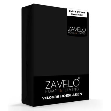 Zavelo Hoeslaken Velours Zwart - Fluweel Zacht - 30 cm Hoekhoogte - Rondom El... product