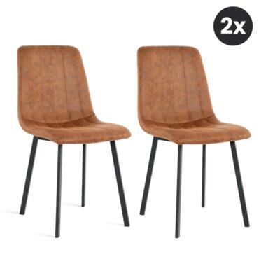 2x Eetkamerstoel Minsk - Microleder - Cognac product